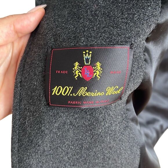 Larry Levine Merino Wool Button Front Collared Lined Coat Charcoal Gray Size 20W - Picture 6 of 9